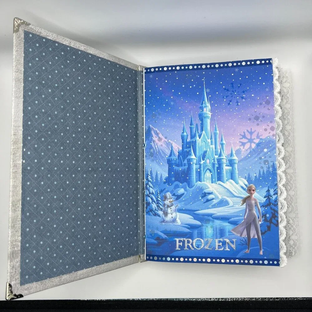 Disney Frozen-Themed Handmade Junk Journal With Decorated Pages Stickers & Snowf